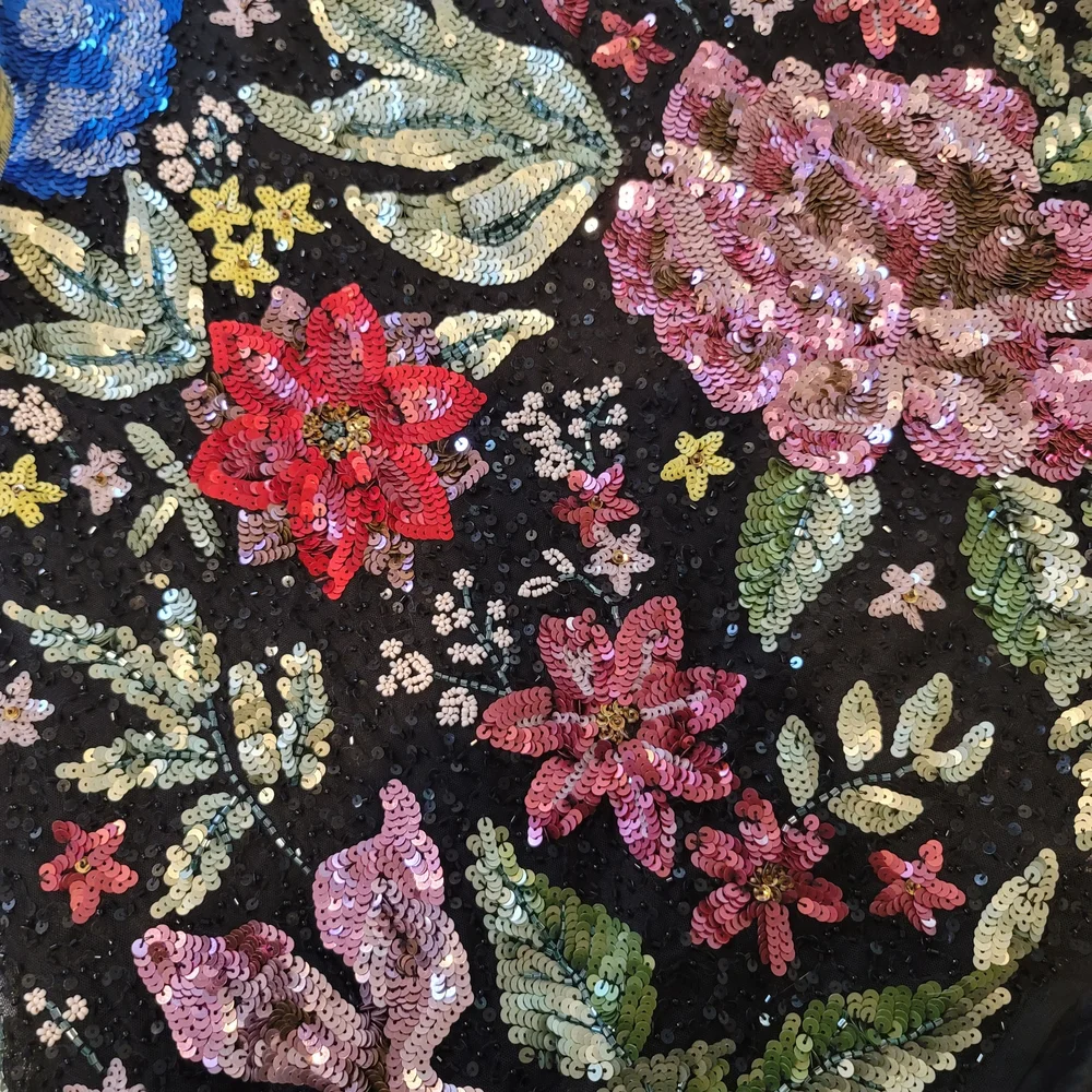 NWT MAC DUGGAL Floral Embellished Spaghetti Strap Gown Black Size 14 - Picture 12 of 12